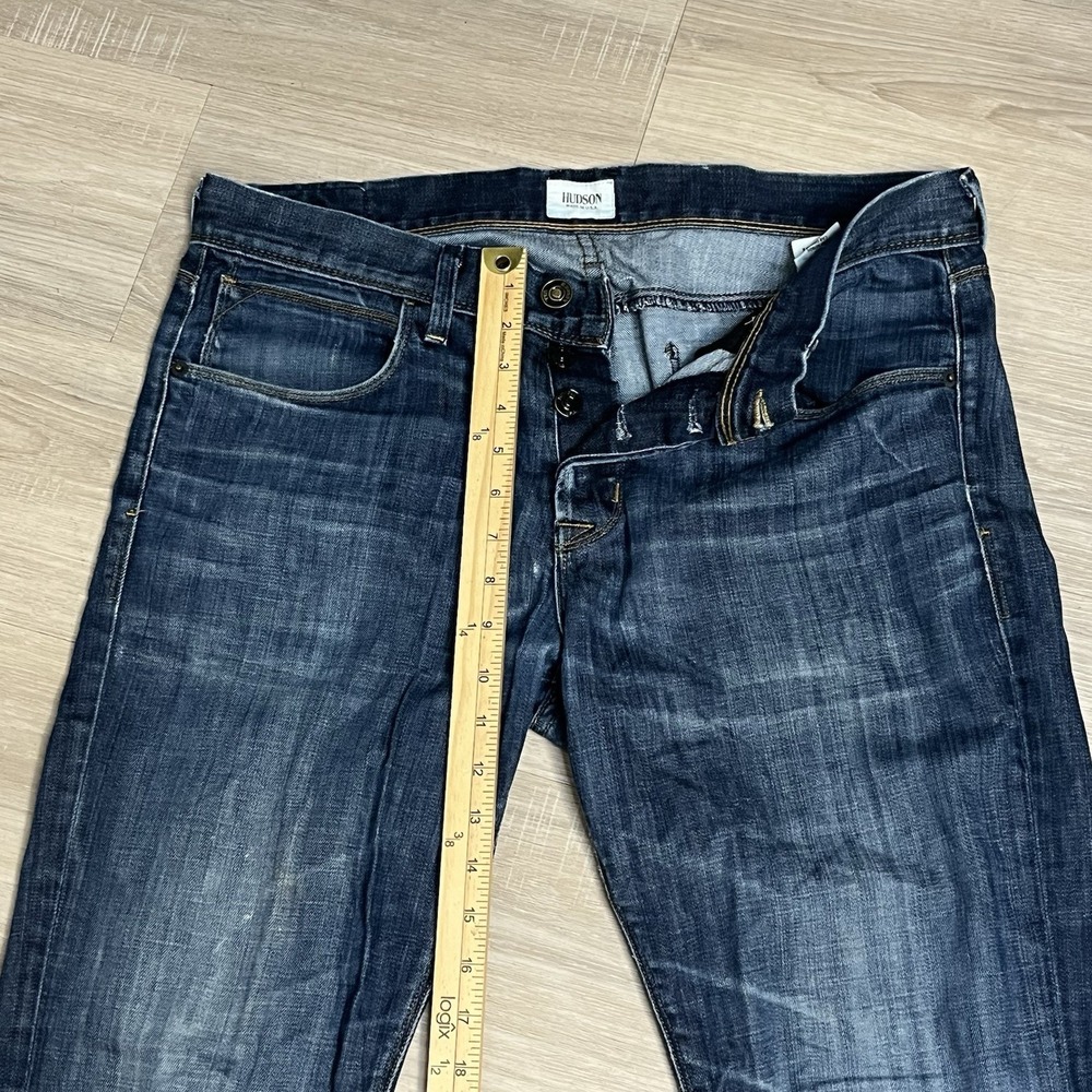 Hudson Mens 34x33 Byron Straight Dark Wash Button Fly 5 Pocket Jeans - Picture 4 of 6